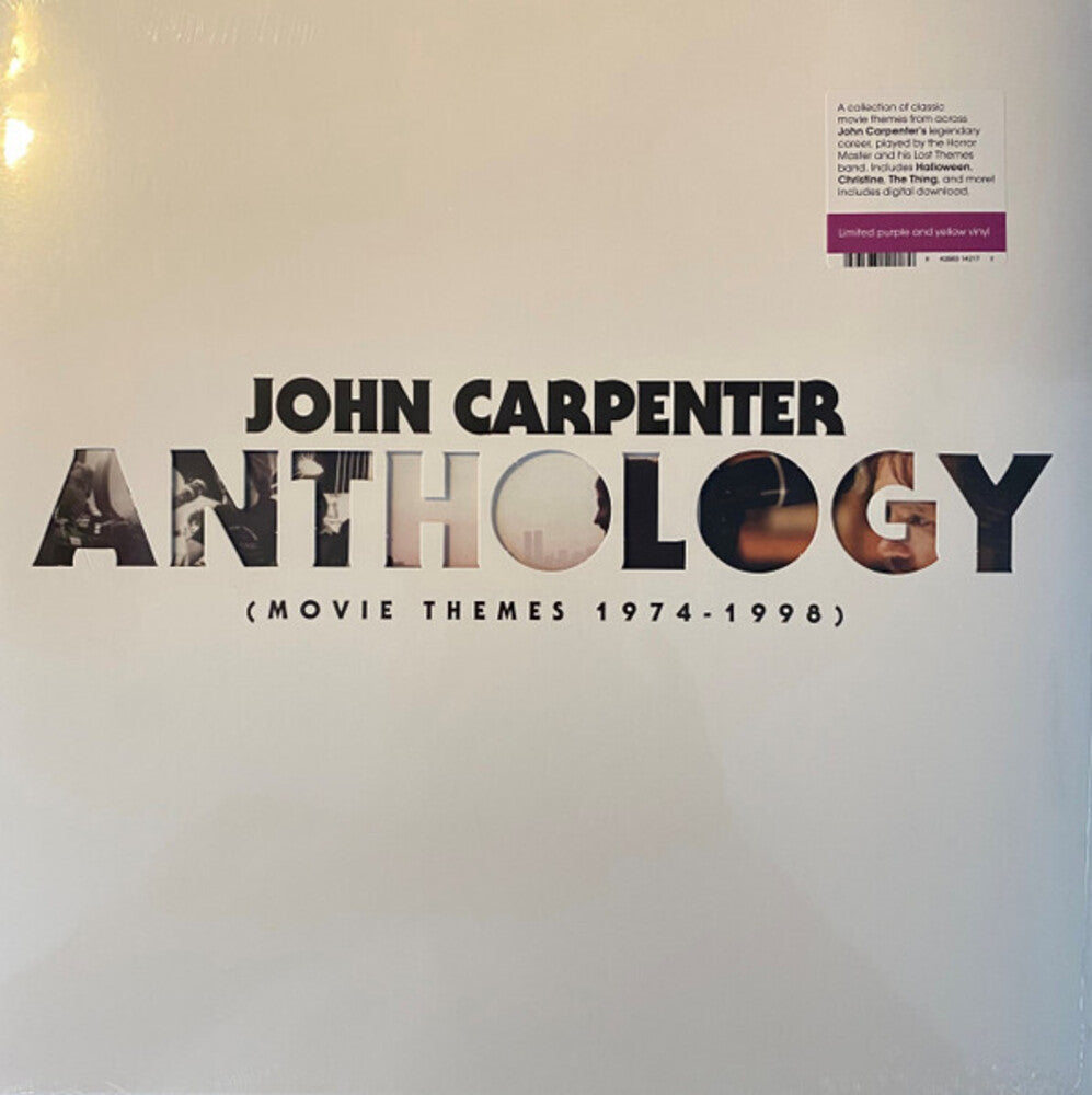 the album cover for John Carpenter - Anthology: Movie Themes 1974-1998 - Purple/yellow