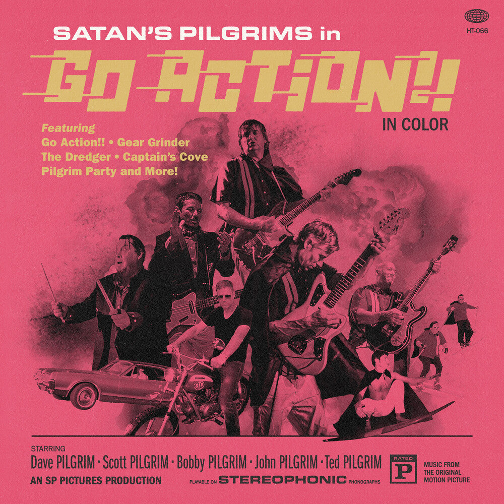 the album cover for Satan's Pilgrims - Go Action!! [Metallic Gold Swirl LP]