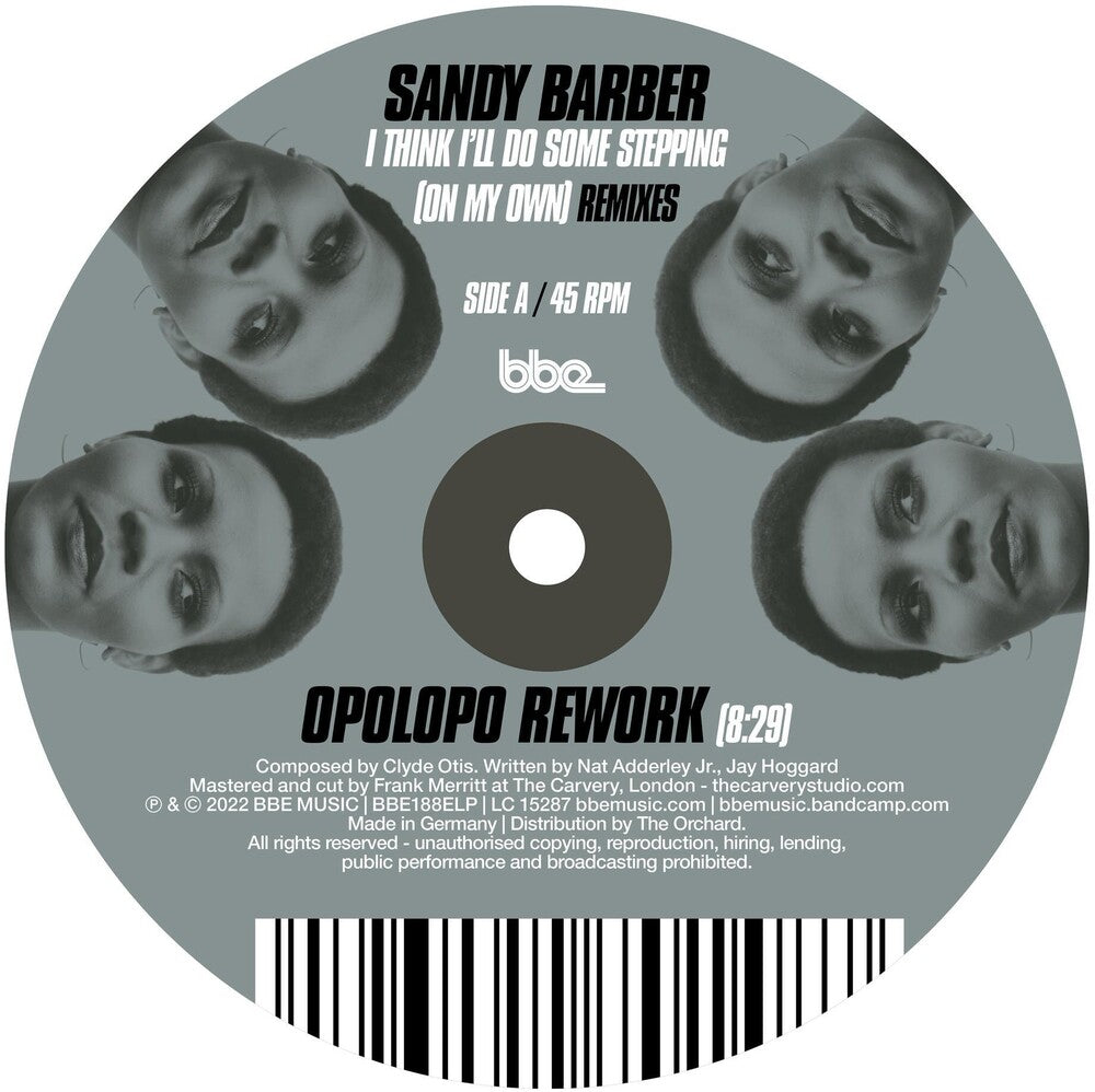 the album cover for Sandy Barber - I Think I'll Do Some Stepping (On My Own) Remixes