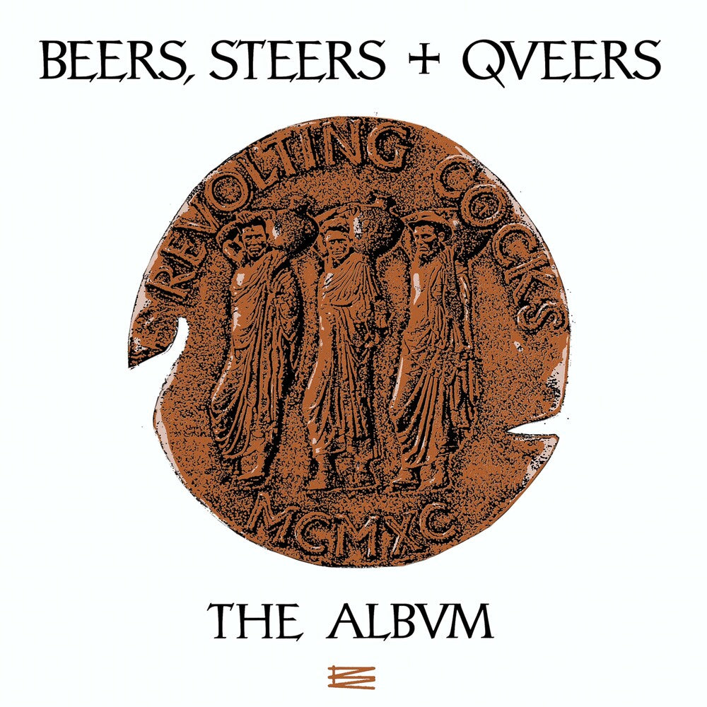 the album cover for Revolting Cocks - Beers, Steers & Queers - Bronze/White Splatter