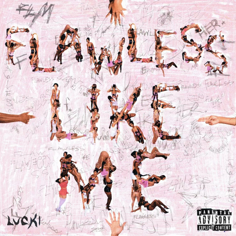 the album cover for Lucki - Flawless Like Me - Pink & White Galaxy [Colored Vinyl]