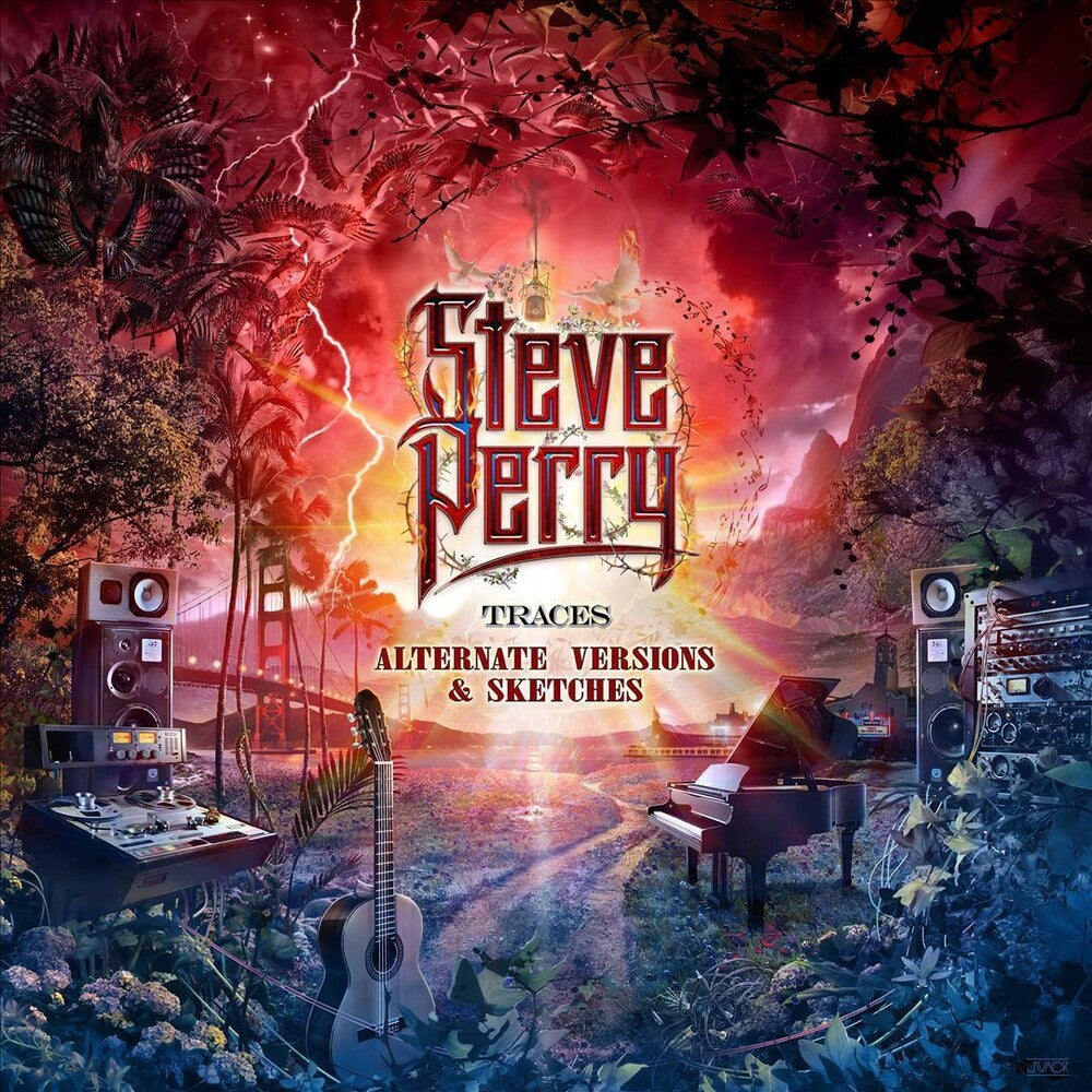 the album cover for Steve Perry - Traces Alternate Versions & Sketches [Deluxe Edition Picture Disc + Red LP]