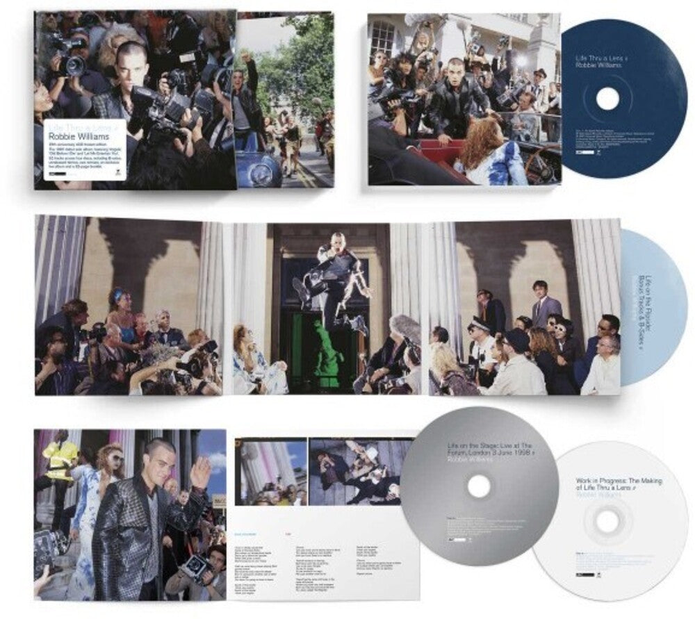 the album cover for Robbie Williams - Life Thru A Lens [Deluxe Edition 4 CD Box Set]