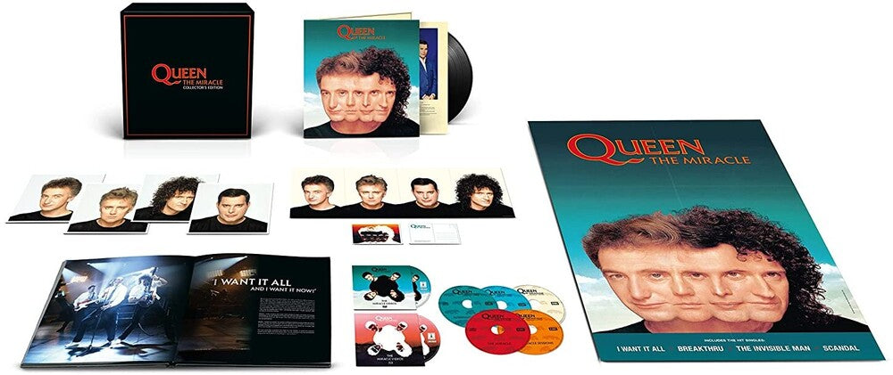 the album cover for Queen - The Miracle: Collector’s Edition Box Set [5 CD/LP/Blu-ray/DVD]