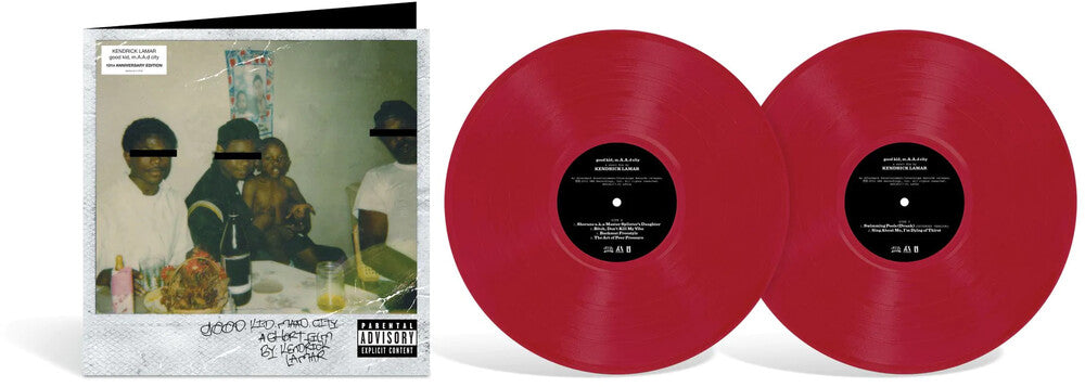 the album cover for Kendrick Lamar - good kid, m.A.A.d city - 10th Anniversary Edition - Ltd Opaque Red Vinyl