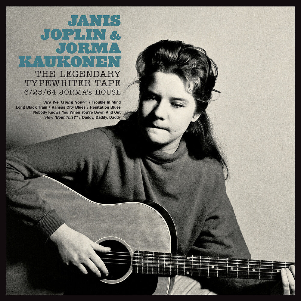 the album cover for Janis Joplin & Jorma Kaukonen - The Legendary Typewriter Tape: 6/25/64 Jorma's House