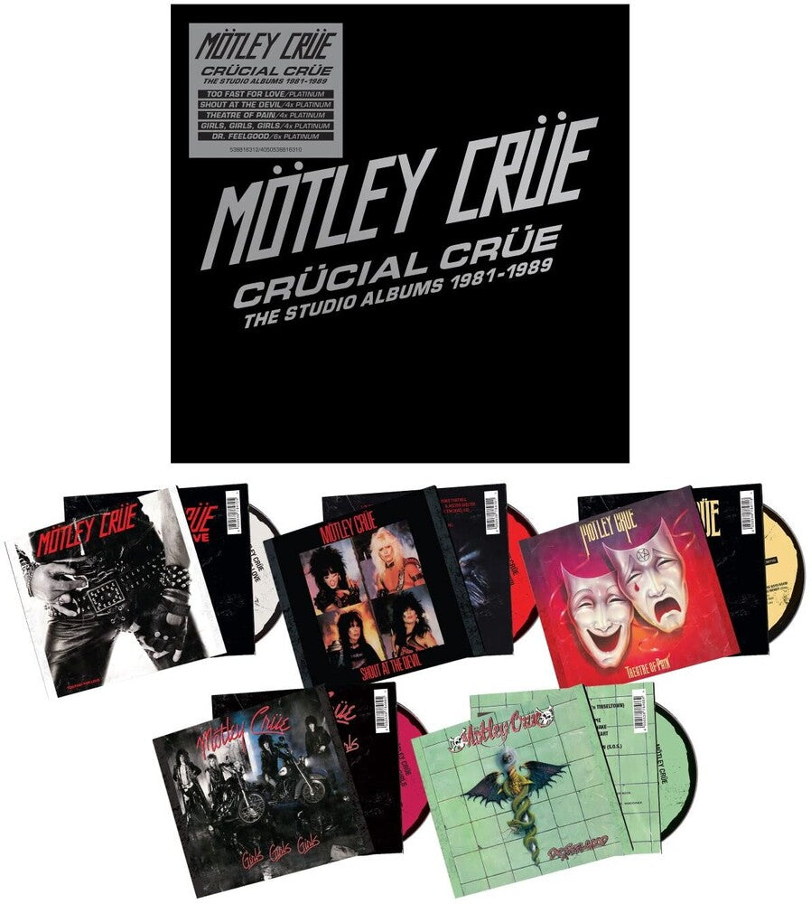 the album cover for Motley Crue - Crucial Crue: The Studio Albums 1981-1989 [Limited Edition Box Set]