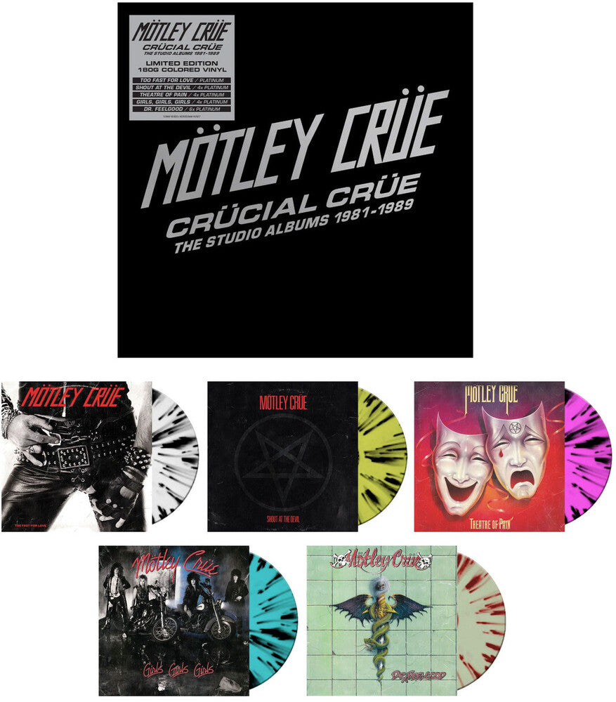 the album cover for Motley Crue - Crucial Crue: The Studio Albums 1981-1989 [Limited Edition LP Box Set]