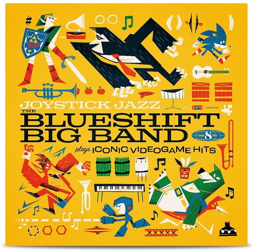 the album cover for The Blueshift Big Band - Joystick Jazz: Blueshift Big Band Plays Iconic