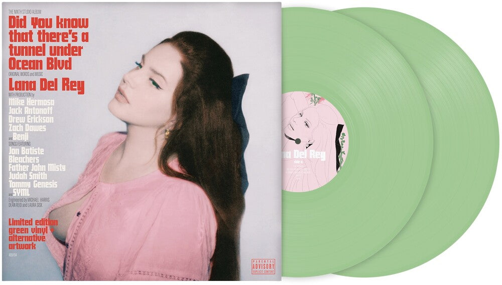 the album cover for Lana Del Rey - Did you know that there’s a tunnel under Ocean Blvd [Indie Exclusive Limited Edition Light Green 2LP/Alt. Cover]