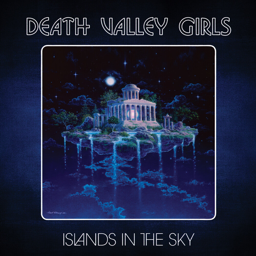 the album cover for Death Valley Girls - Islands In The Sky - Neon Orange/green Splatter