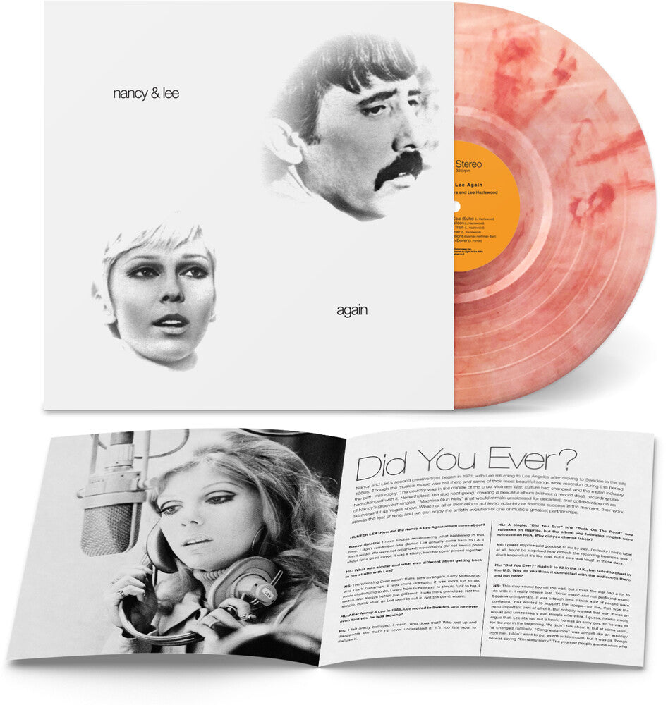 the album cover for Nancy Sinatra  / Hazlewood,Lee - Nancy & Lee Again - Big Red Balloon Swirl [Colored Vinyl]
