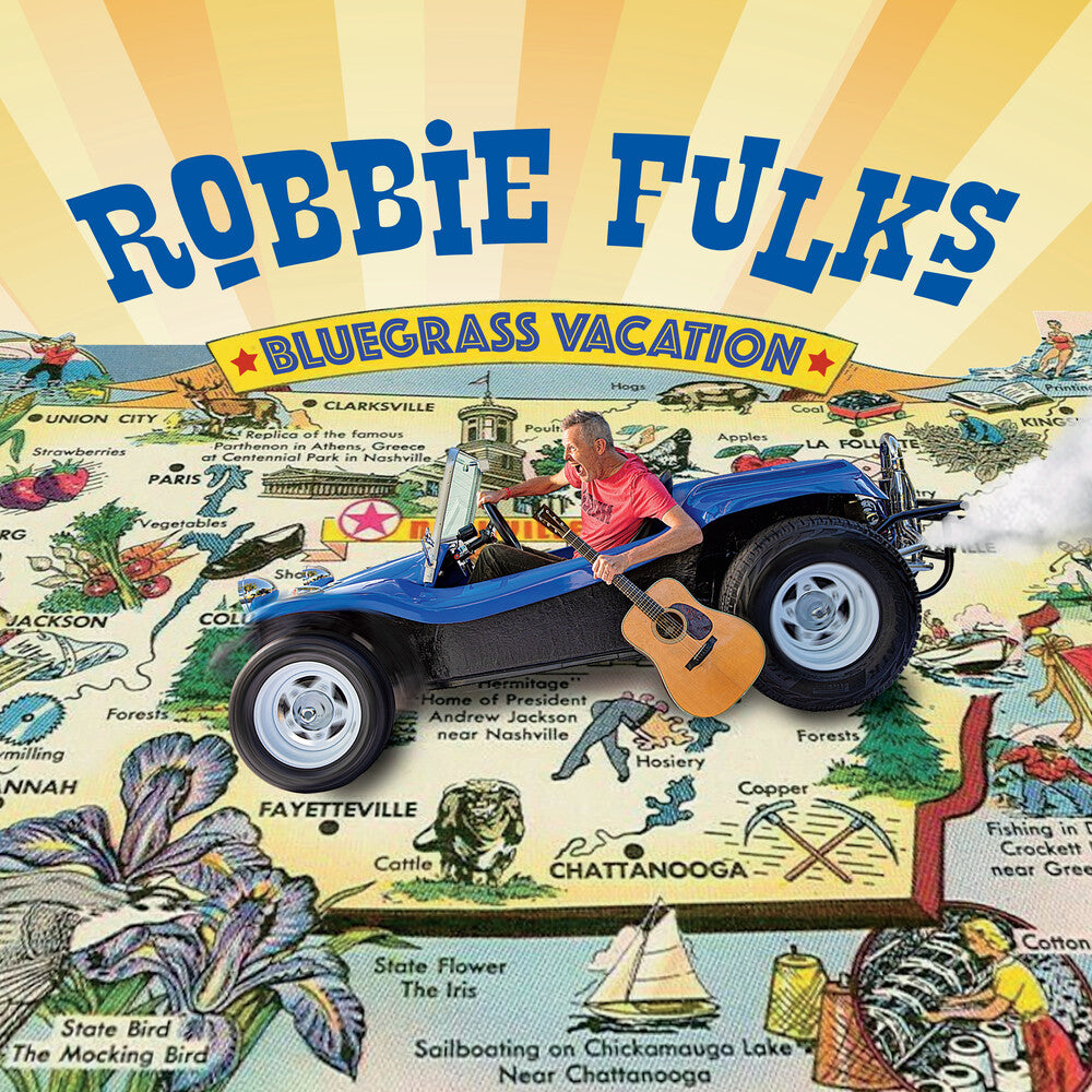 the album cover for Robbie Fulks - Bluegrass Vacation [Limited Edition Translucent Blue LP]