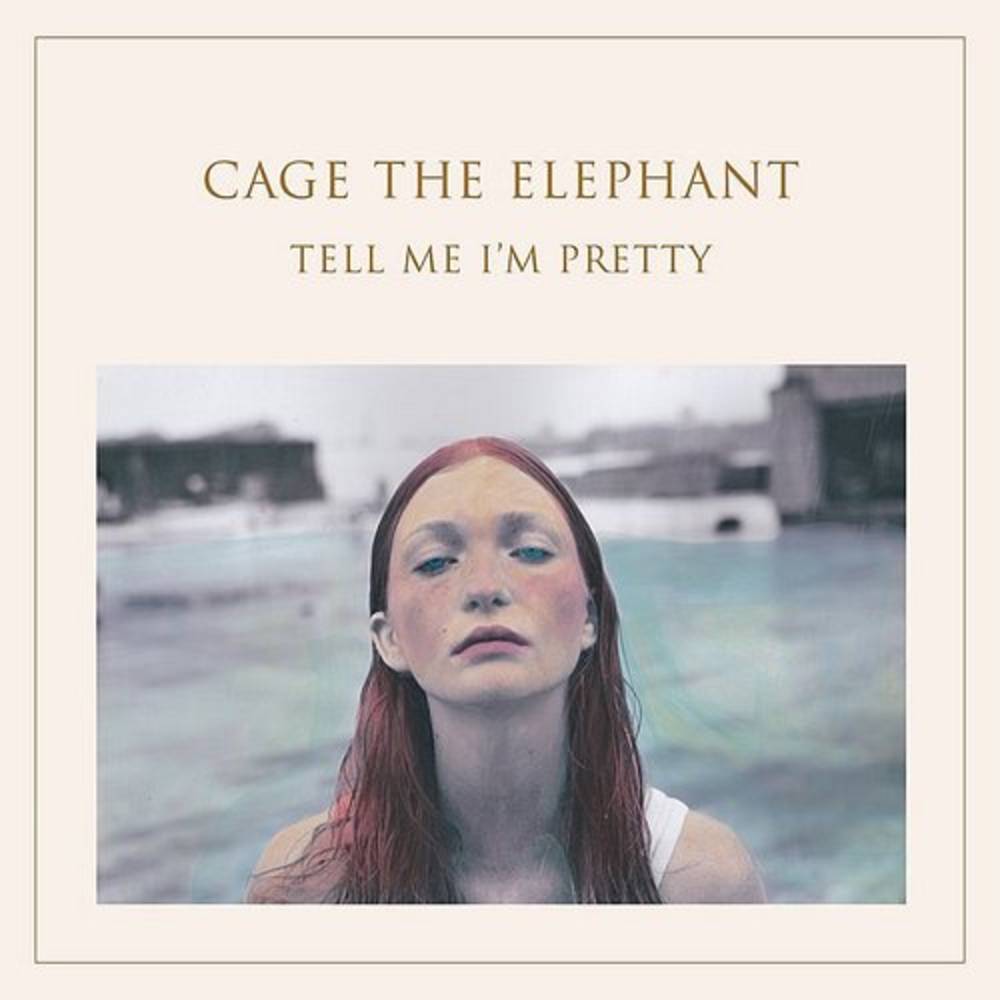 the album cover for Cage The Elephant - Tell Me I'm Pretty [RSD Essential Custom Clear with White & Blue Smoky Swirls LP]