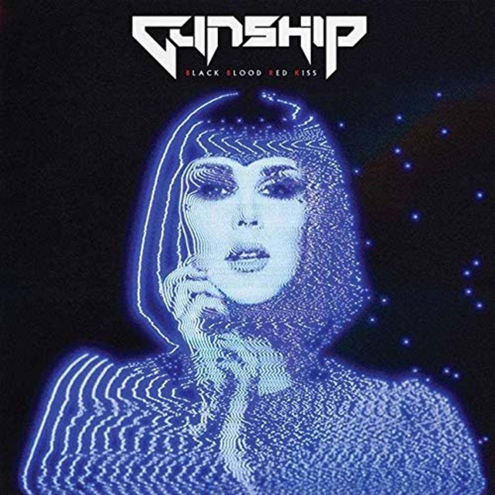 the album cover for Gunship - Black Blood Red Kiss [Limited Edition White w/ Red Splatter Vinyl Single]