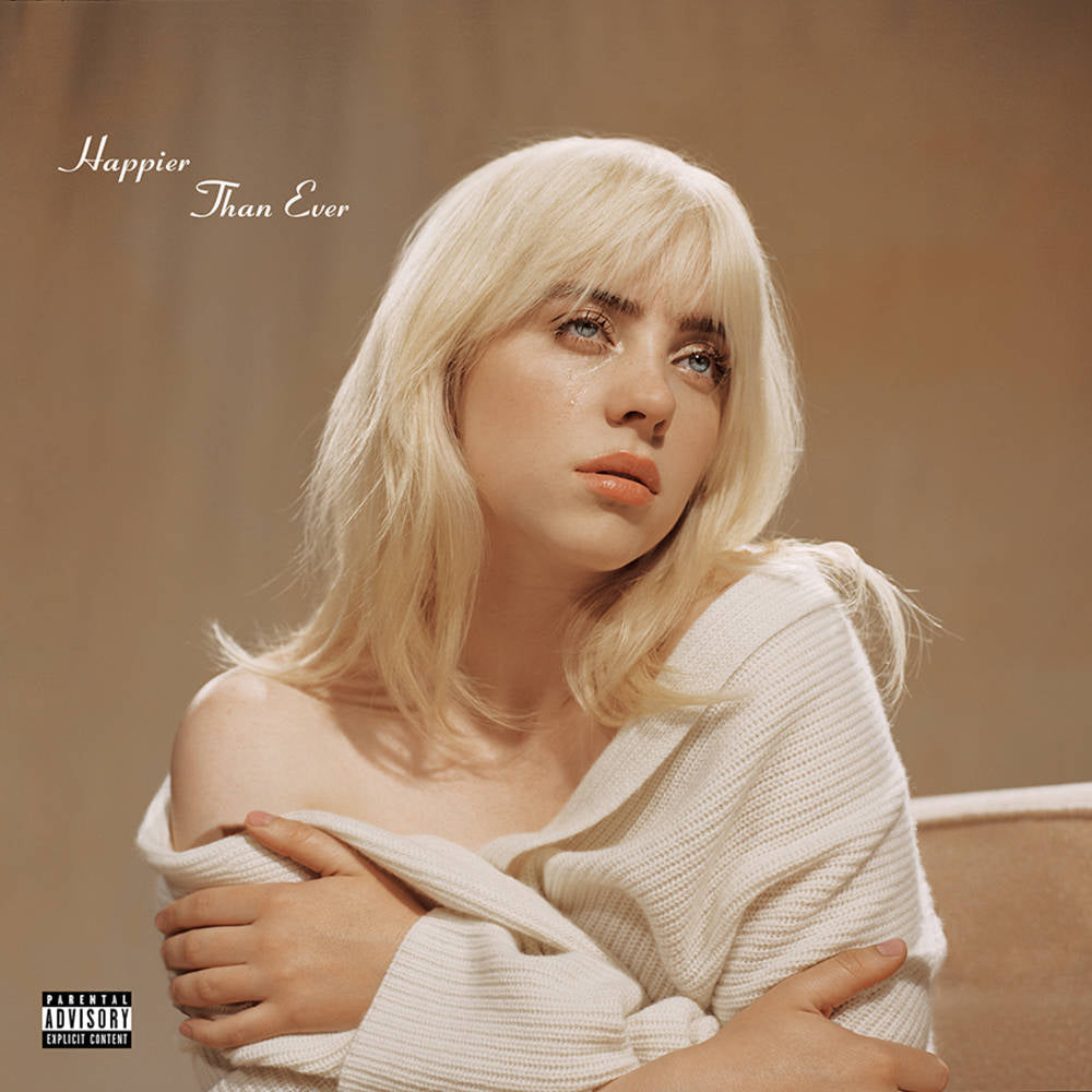 the album cover for Billie Eilish - Happier Than Ever [Limited Edition CD w/ Autographed Booklet]