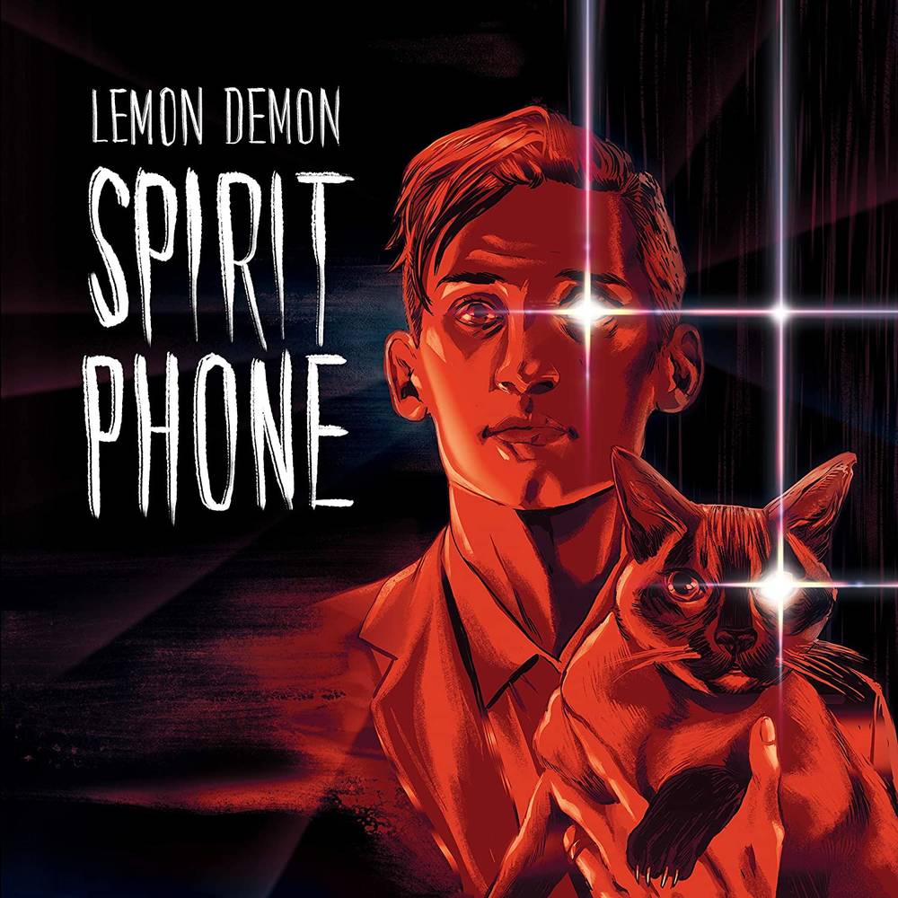 the album cover for Lemon Demon - Spirit Phone [Red w/ White Splatter 2 LP]