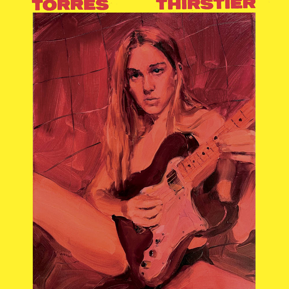 the album cover for Torres - Thirstier [Indie Exclusive Limited Edition Peak Opaque Red-in-Translucent Yellow LP]