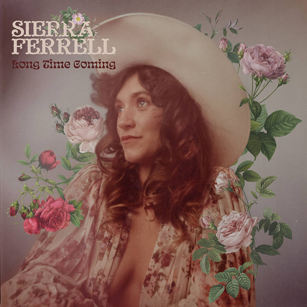 the album cover for Sierra Ferrell - Long Time Coming [Indie Exclusive Limited Edition Serenity Blue LP]
