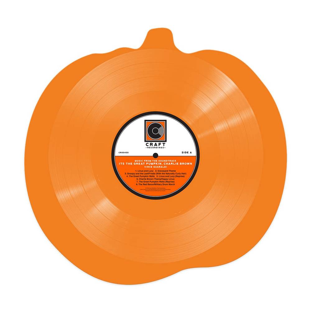 the album cover for Vince Guaraldi - It’s The Great Pumpkin, Charlie Brown [Orange Pumpkin Shaped LP]