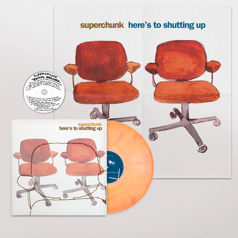 the album cover for Superchunk - Here's to Shutting Up: 20th Anniversary Reissue [Indie Exclusive Limited Edition Peak LP+CD]