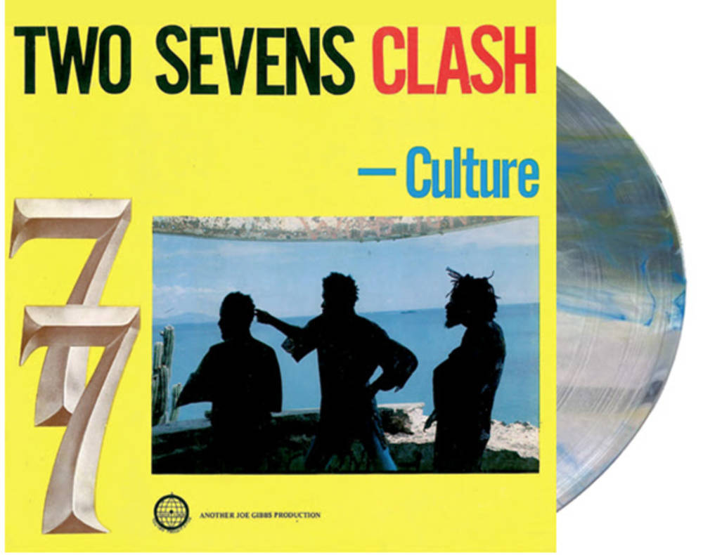 the album cover for Culture - Two Sevens Clash [RSD Essential Clear w/ Blue & Yellow Smoke LP]