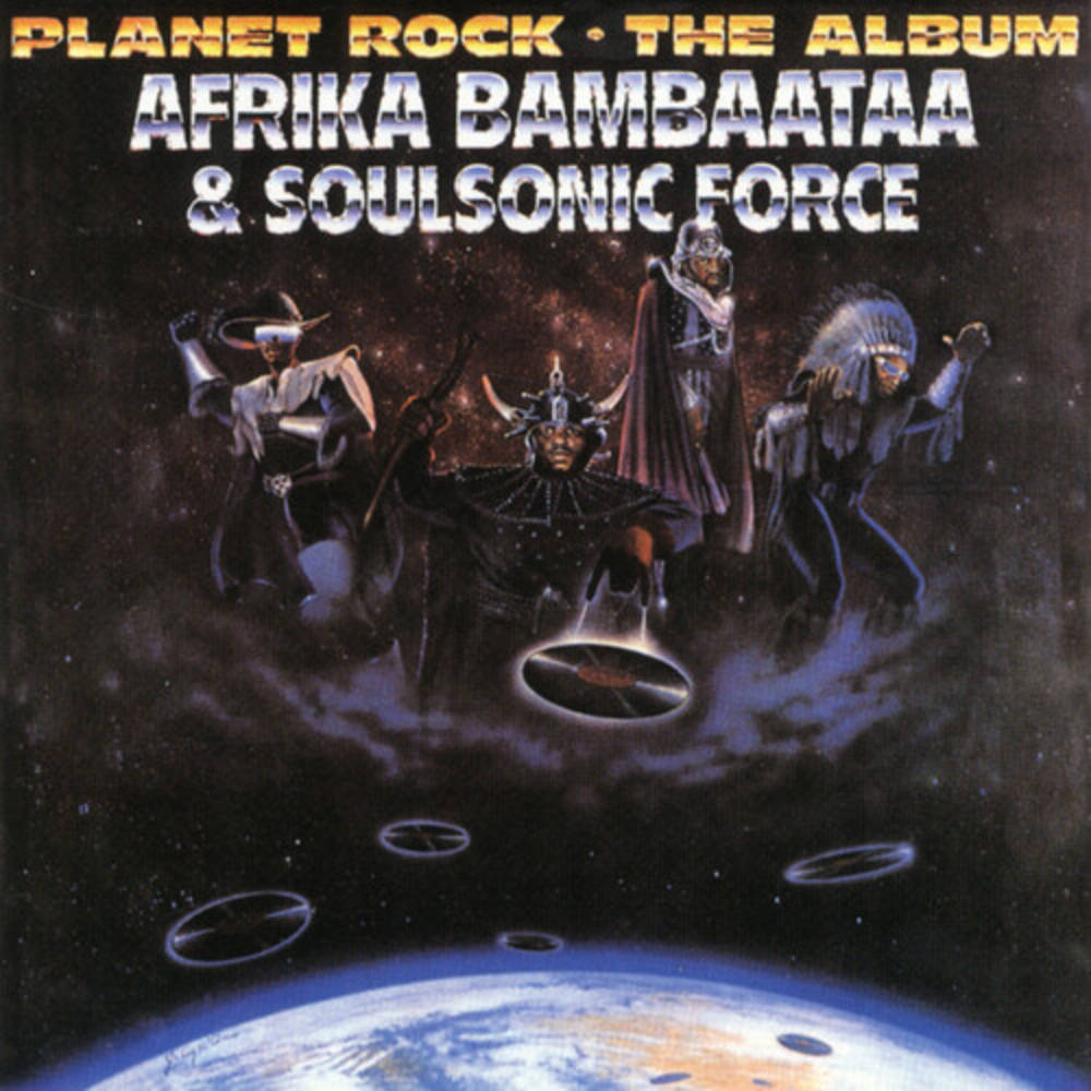 the album cover for Afrika Bambaataa - Planet Rock... The Album [3 Color Splatter LP]
