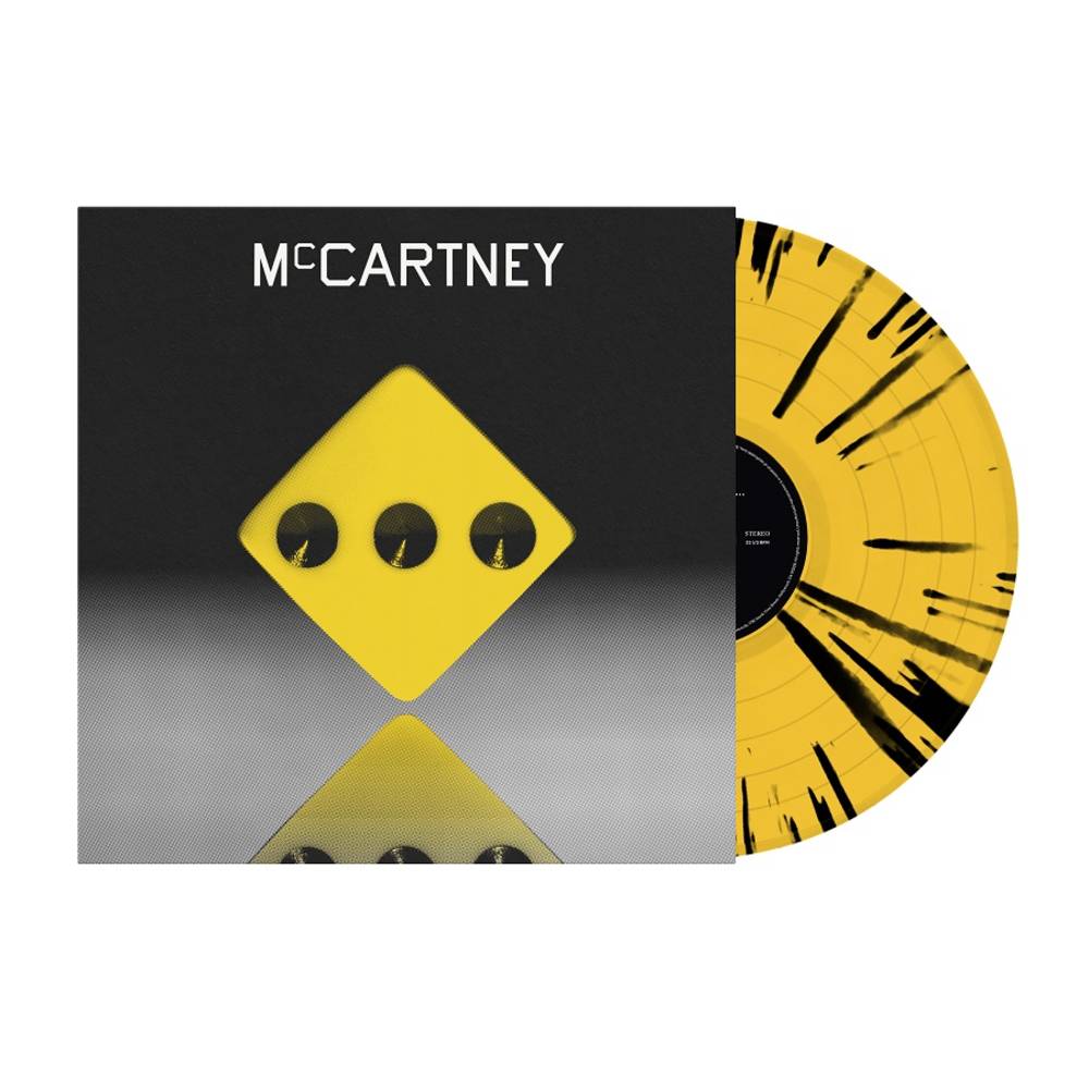 the album cover for Paul McCartney - McCartney III: 3333 Edition [Indie Exclusive Limited Edition Yellow/Black Splatter LP]