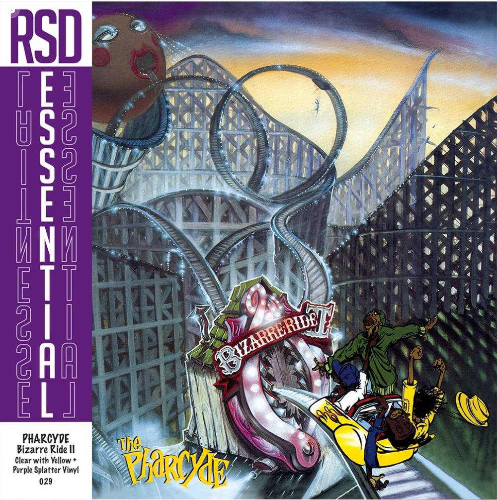 the album cover for The Pharcyde - Bizzare Ride II The Pharcyde [RSD Essential Clear w/ Purple & Yellow Splatter 2LP]