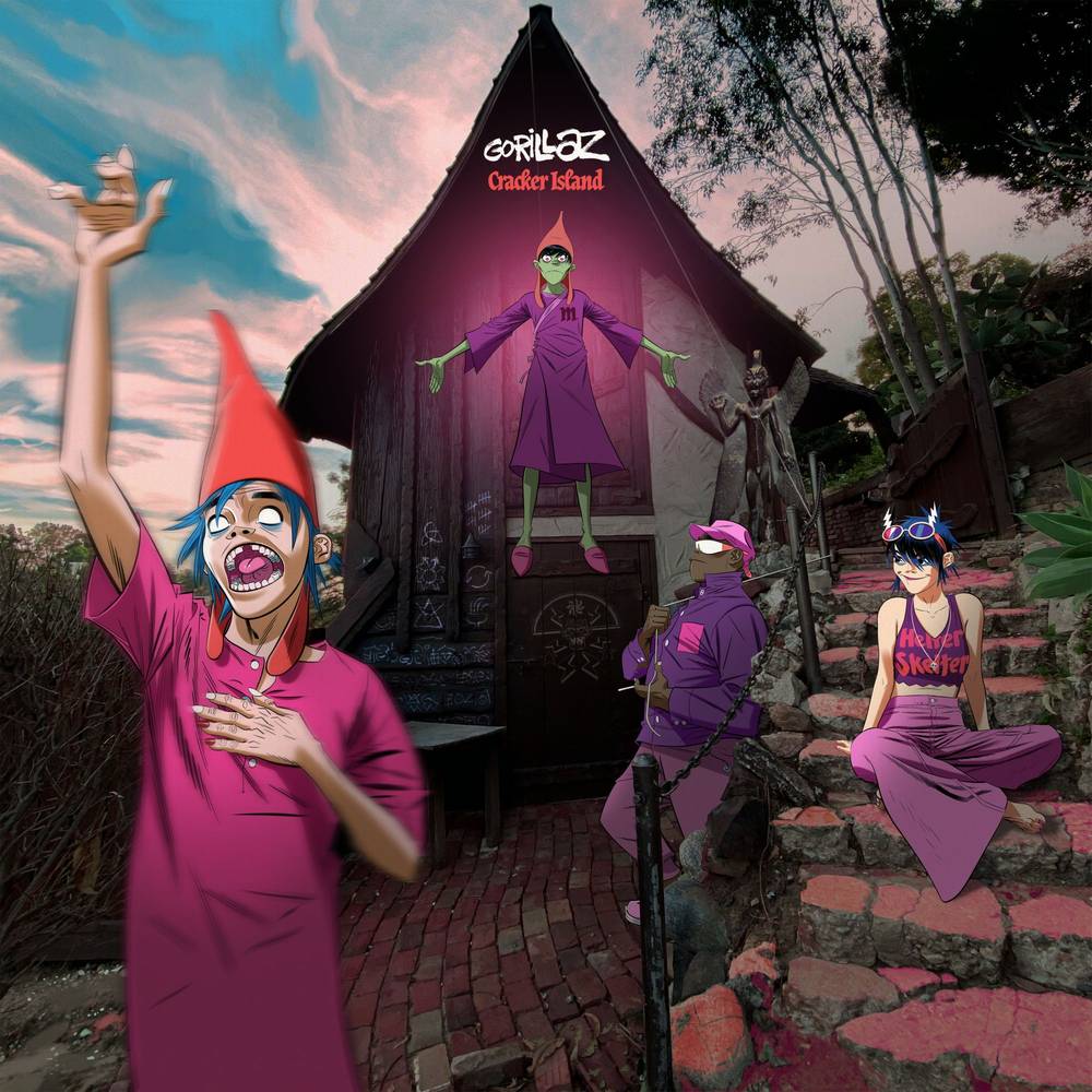 the album cover for Gorillaz - Cracker Island [Indie Exclusive Limited Edition Neon Purple LP]