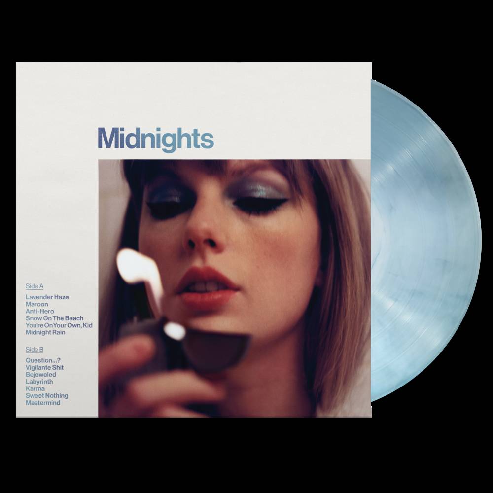 the album cover for Taylor Swift - Midnights [Signed Moonstone Blue Edition LP]