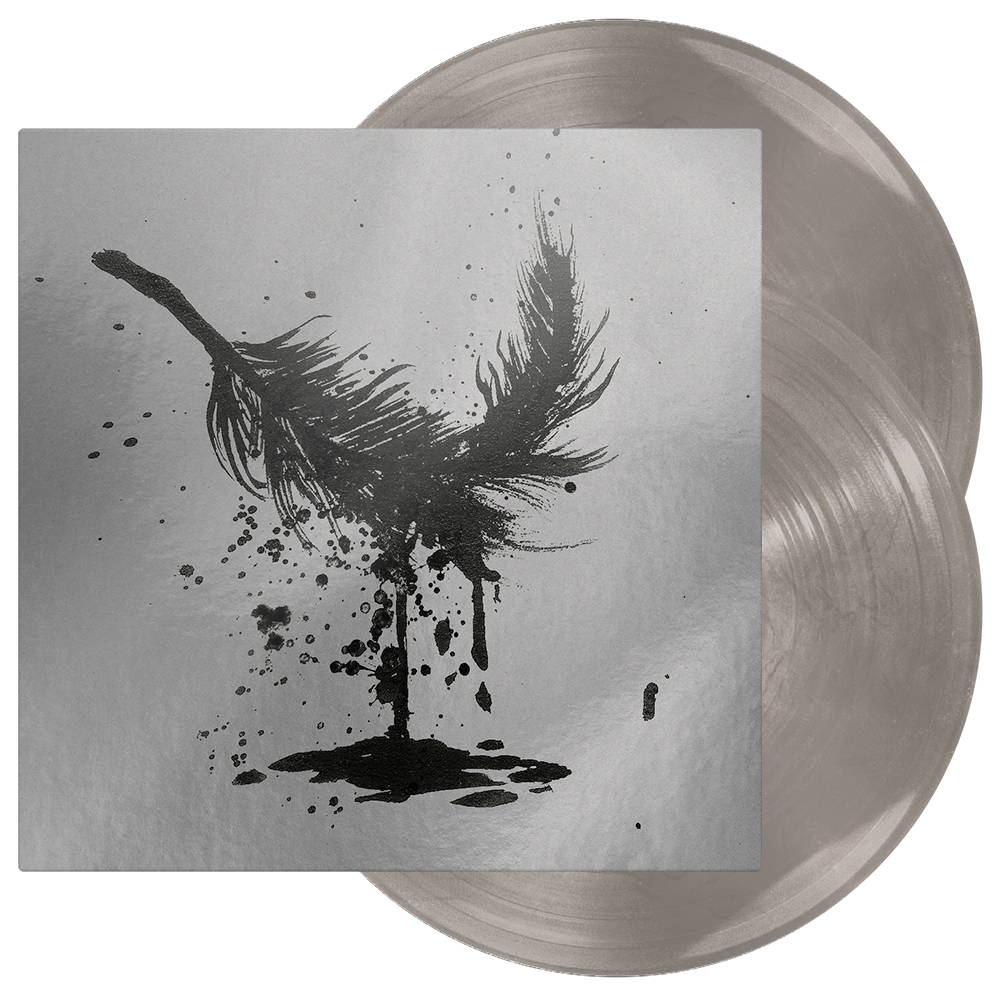 the album cover for The Dillinger Escape Plan - One Of Us Is The Killer [RSD Essential Indie Colorway Silver w/Ultra Clear Galaxy 2LP]