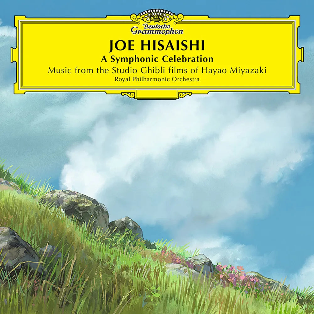 the album cover for Joe Hisaishi, Royal Philharmonic Orchestra - A Symphonic Celebration - Music from the Studio Ghibli Films of Hayao Miyazaki [Indie Exclusive Limited Edition Sky Blue LP]