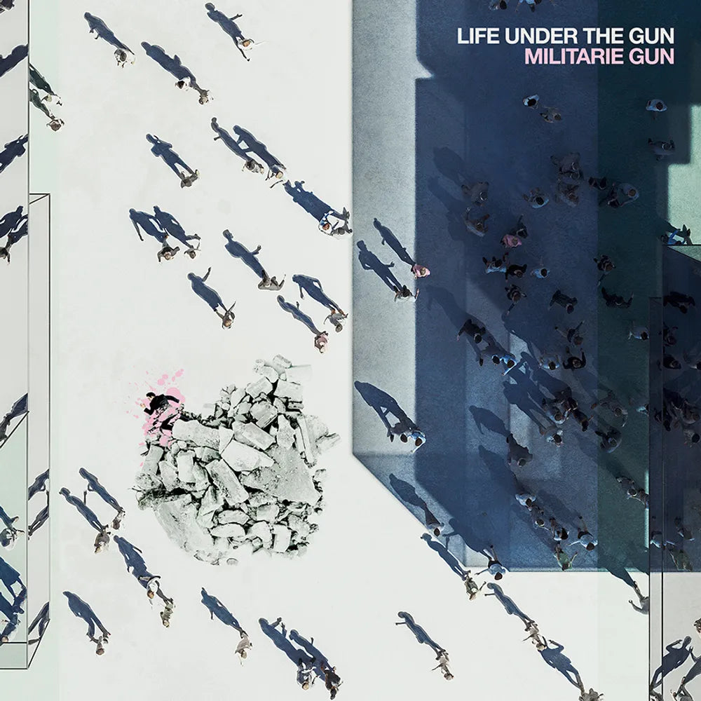 the album cover for Militarie Gun - Life Under The Gun [Limited Edition Translucent Cobalt Blue LP]