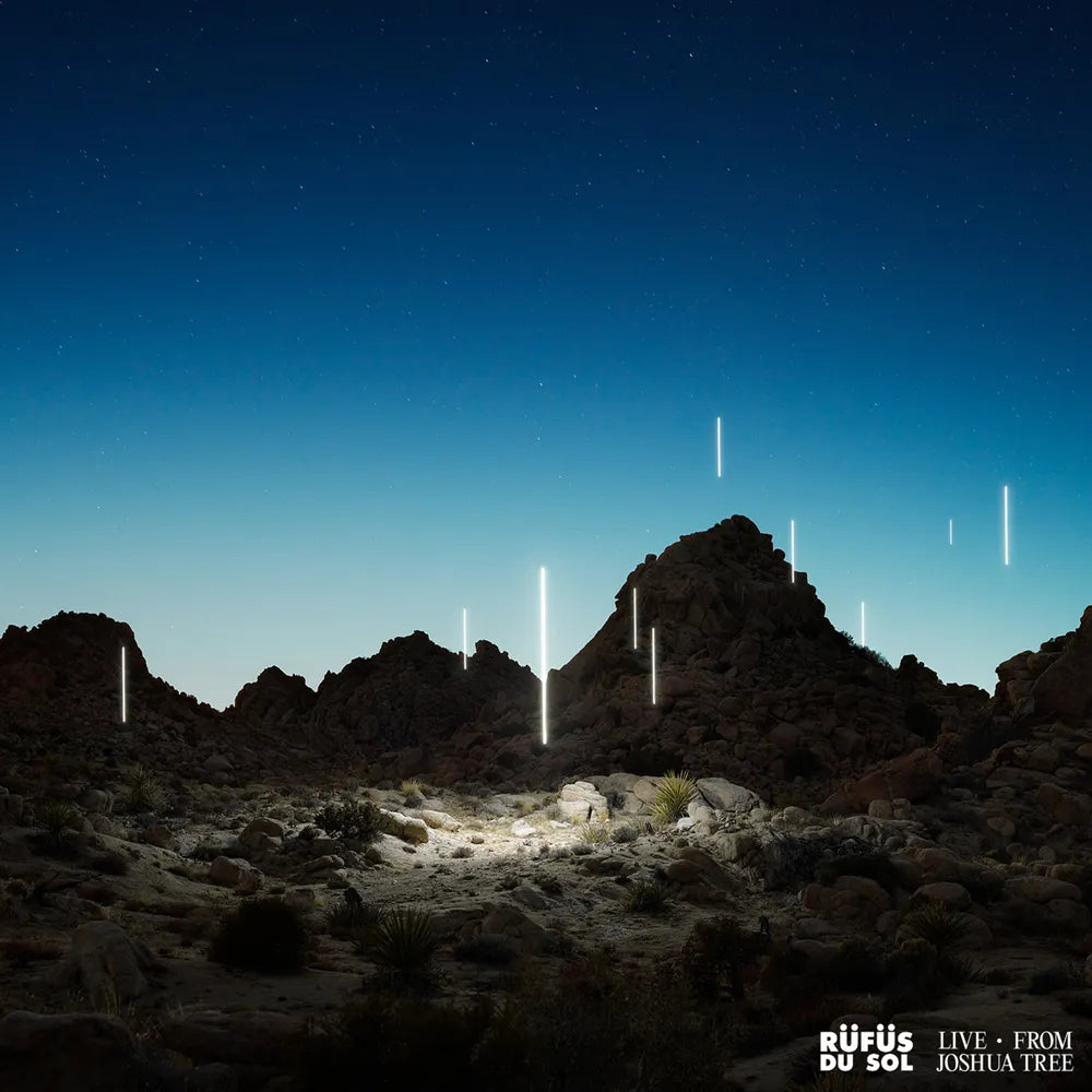 the album cover for Rufus Du Sol - Live From Joshua Tree [Indie Exclusive Limited Edition Transparent Light Blue LP]