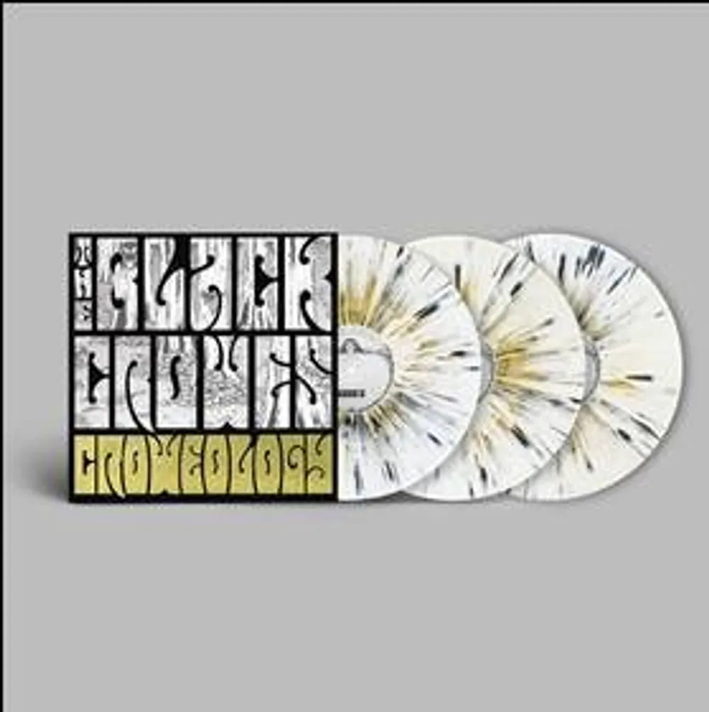 the album cover for The Black Crowes - Croweology [Indie Exclusive Limited Edition White/Gold/Black Splatter 3LP]