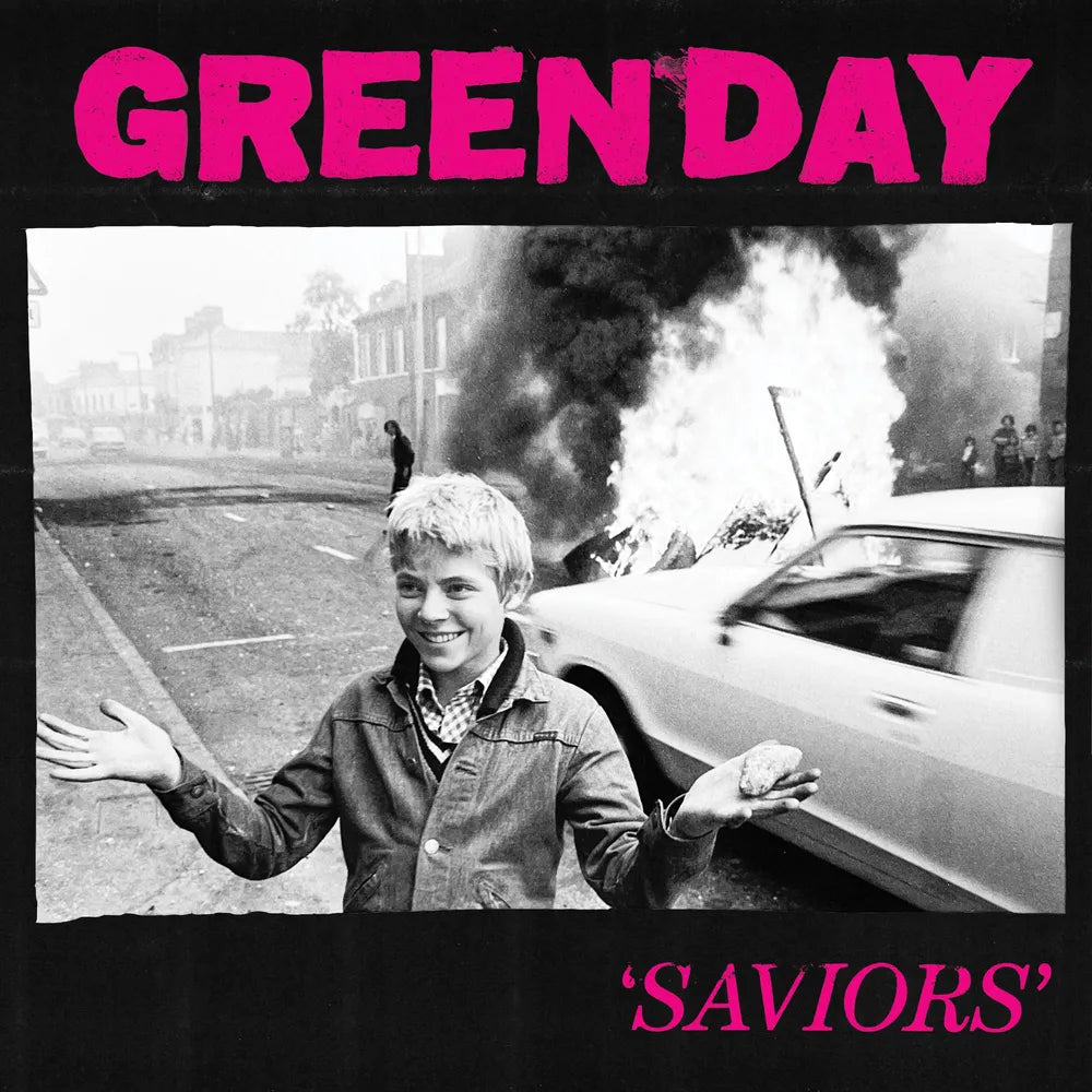 the album cover for Green Day - Saviors [Indie Exclusive Limited Edition Autographed CD]