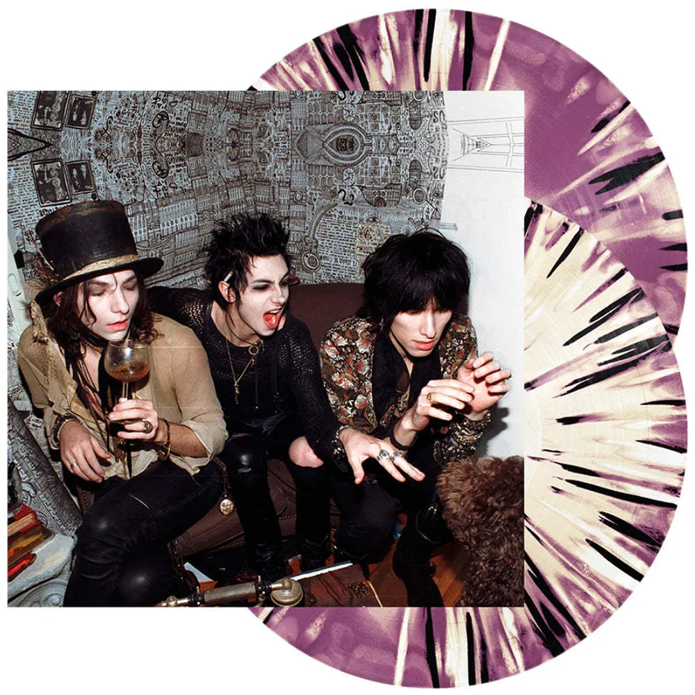 the album cover for Palaye Royale - Boom Boom Room (Side A) [RSD Essential Indie Colorway Bone + Transparent Purple w/Black + White Splatter 2LP]