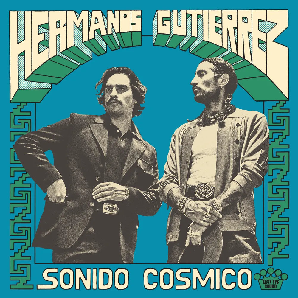 the album cover for Hermanos Gutierrez - Sonido Cosmico [Indie Exclusive Limited Edition Blue/Green Splatter LP]
