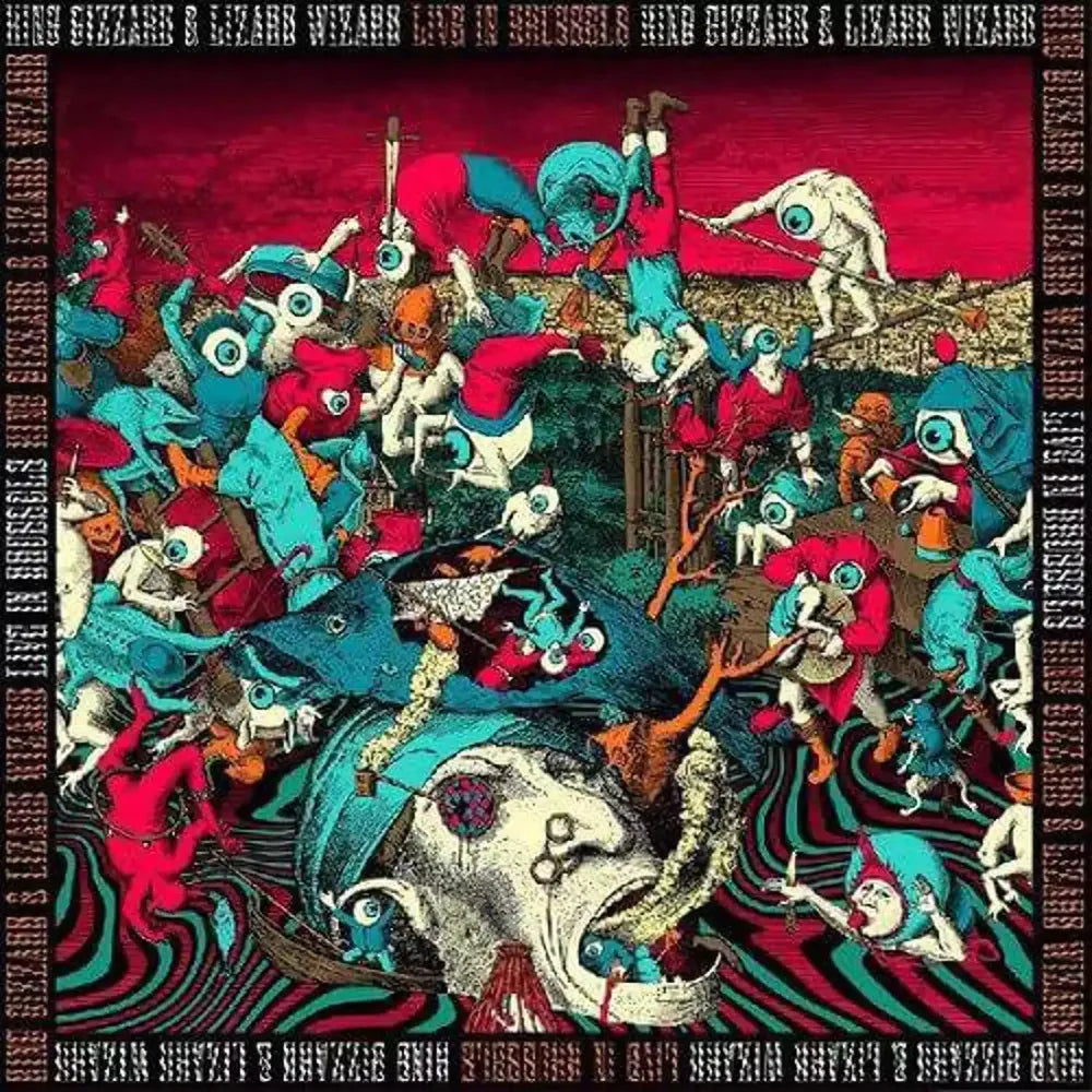 the album cover for King Gizzard & The Lizard Wizard - Live In Brussels (Fuzz Club) [Colored Vinyl] (Wht)