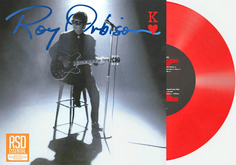 the album cover for Roy Orbison - King Of Hearts: 30th Anniversary [RSD Essential Indie Colorway Transparent Red LP]