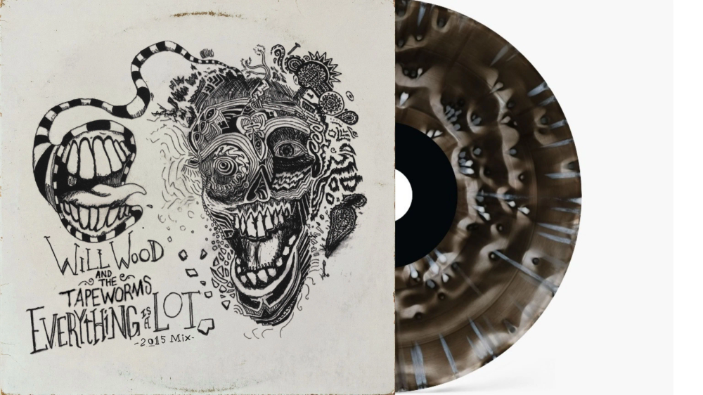 the album cover for Will Wood  & The Tapeworms - Everything Is A Lot [Indie Exclusive Black Ice Splatter Vinyl]
