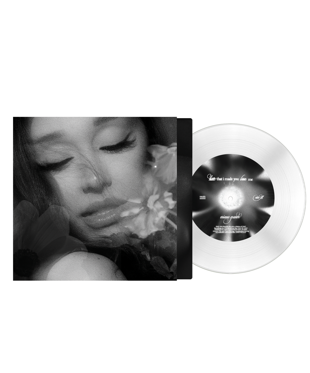 the album cover for Ariana Grande - hate that i made you love me [dandelion white]
