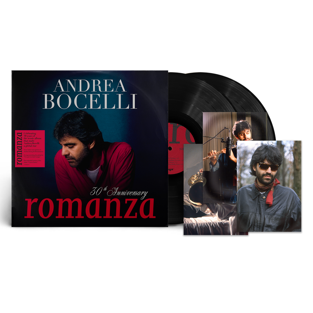 the album cover for Andrea Bocelli - Romanza - 30th Anniversary [Black]