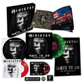 the album cover for Ministry - Hate To Go - Take Out Or Delivery [Deluxe Box - Black/Green Splatter]