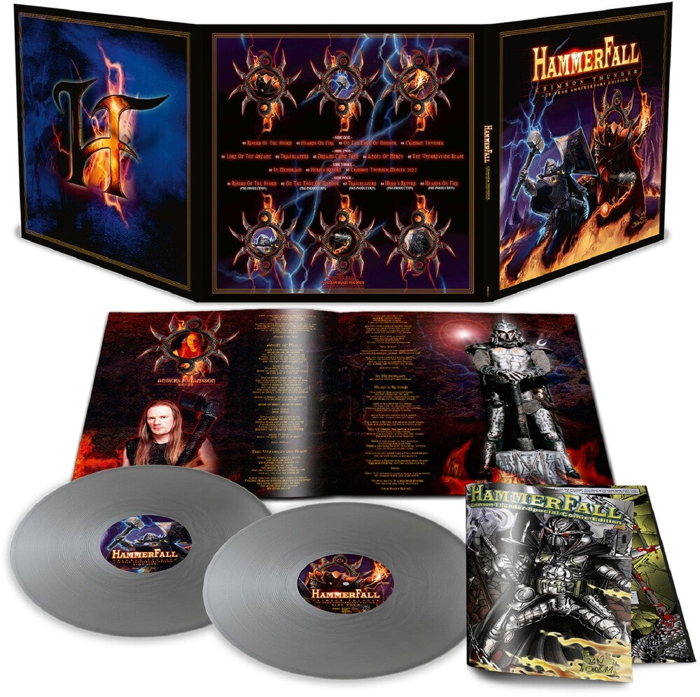 the album cover for Hammerfall - Crimson Thunder - 20 Year Anniversary Ed. - Silver