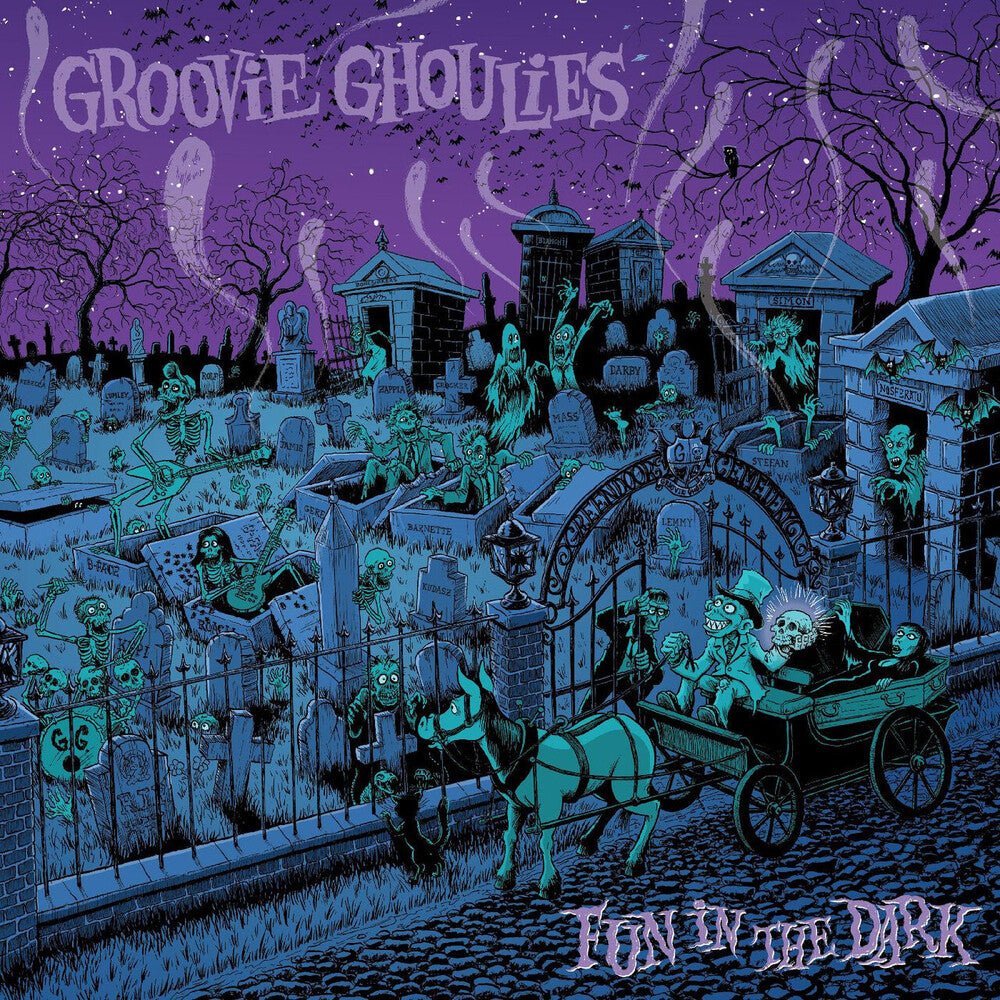 the album cover for Groovie Ghoulies - Fun In The Dark (Blue) [Clear Vinyl] (Smok)