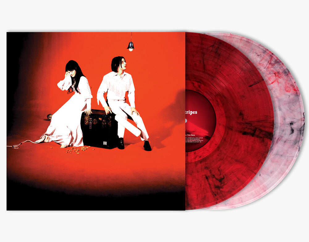 the album cover for The White Stripes - Elephant: 20th Anniversary [Red Smoke & Clear w/ Red & Black Smoke Color LP]