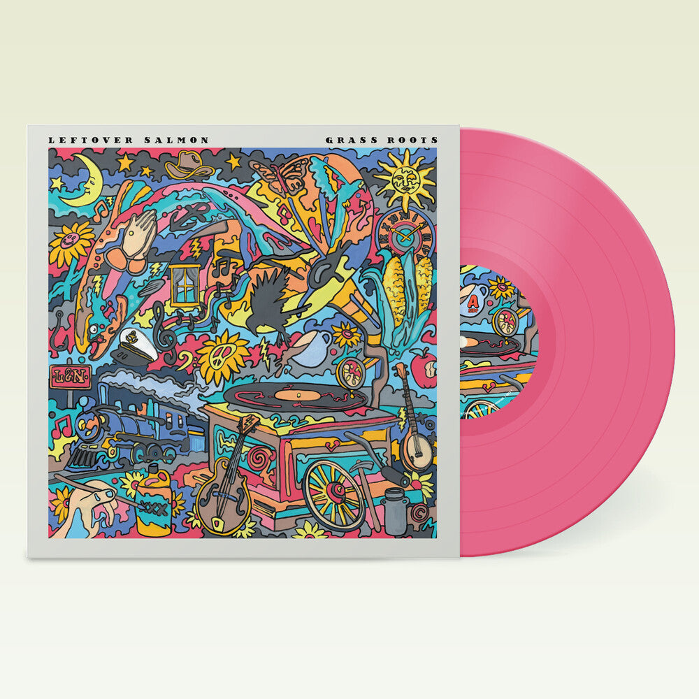 the album cover for Leftover Salmon - Grass Roots [Opaque Pink LP]