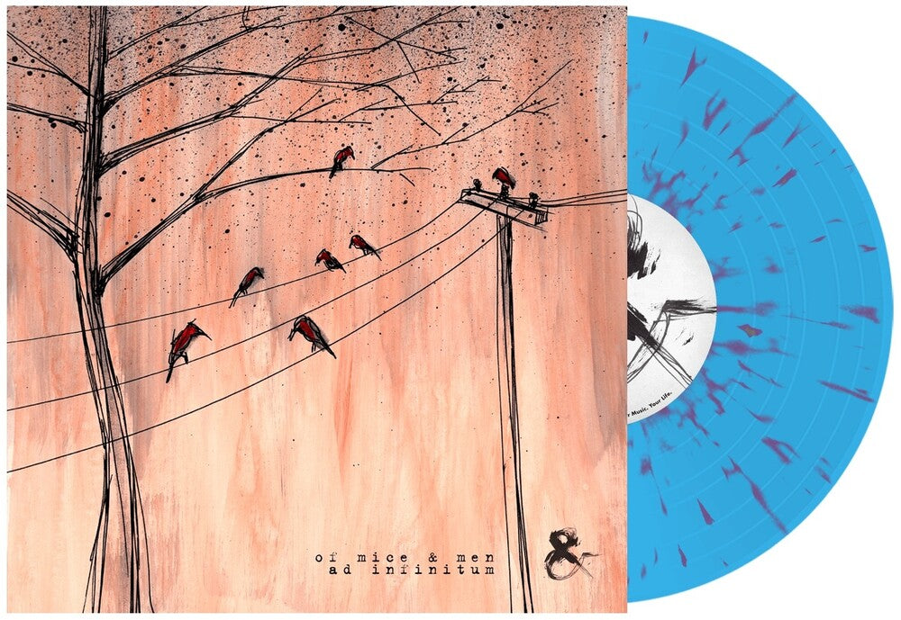 the album cover for Of Miss & Men - Ad Infinitum - Cyan W/ Grimace Purple Splatter